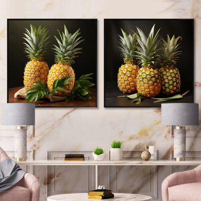 Golden Crown Pinapples Of The Tropics - Pineapples Square Collage Set Of 2