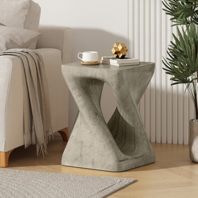 Contemporary Spiral-Design Accent Table with Woodgrain Finish for Indoor & Outdoor Use by Millwood Pines