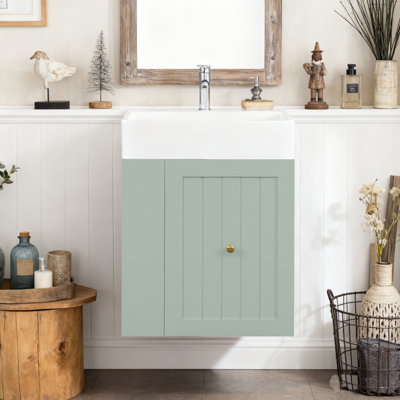 Meuble-lavabo flottant de 20 po avec lavabo, armoire de rangement moderne avec tiroir pour petites salles de bain