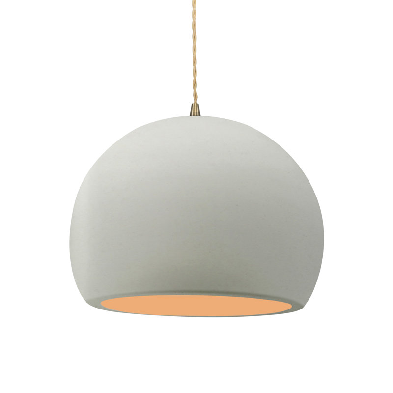 Luminaire suspendu à 1 lumière Aschwin, H 9,25 po x l 12,25 po x P 12,25 po, Blanc mat / or champagne, Nickel brossé