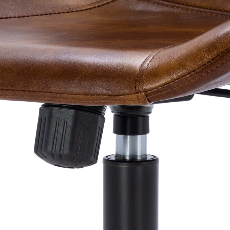 Mariello 23" Wide Adjustable Height Leather Swicel Office Chair With Quilted Backrest, Black, Camel