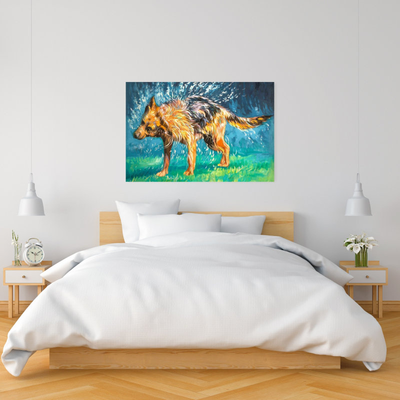Art sur toile, "Spin-Dry Wet German Shepherd", H 36 po x l 24 po