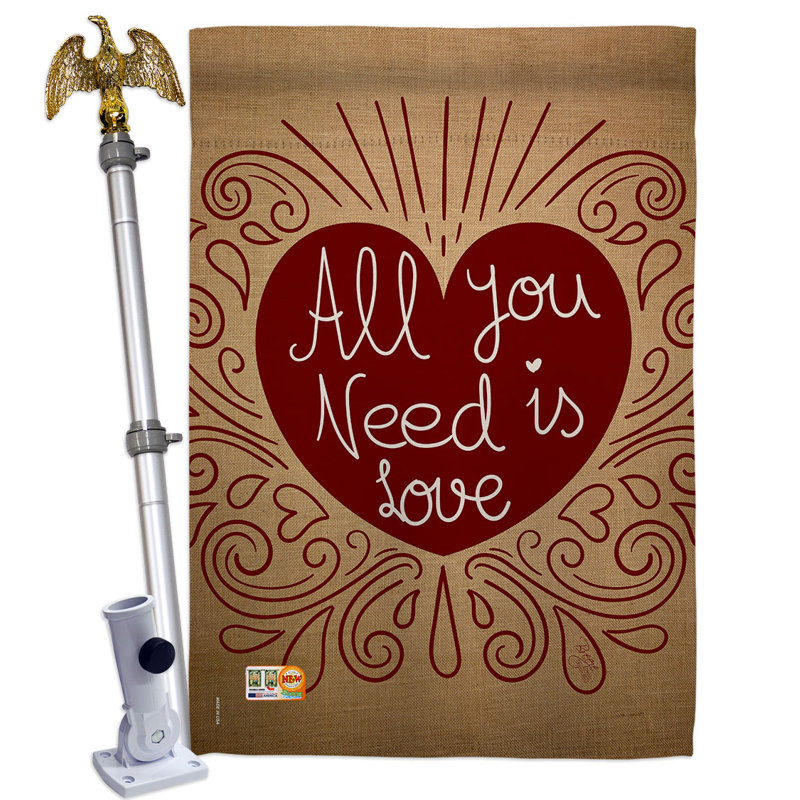 Double Sided 40'' H x 28'' W Polyester Valentine's Day Flag Set