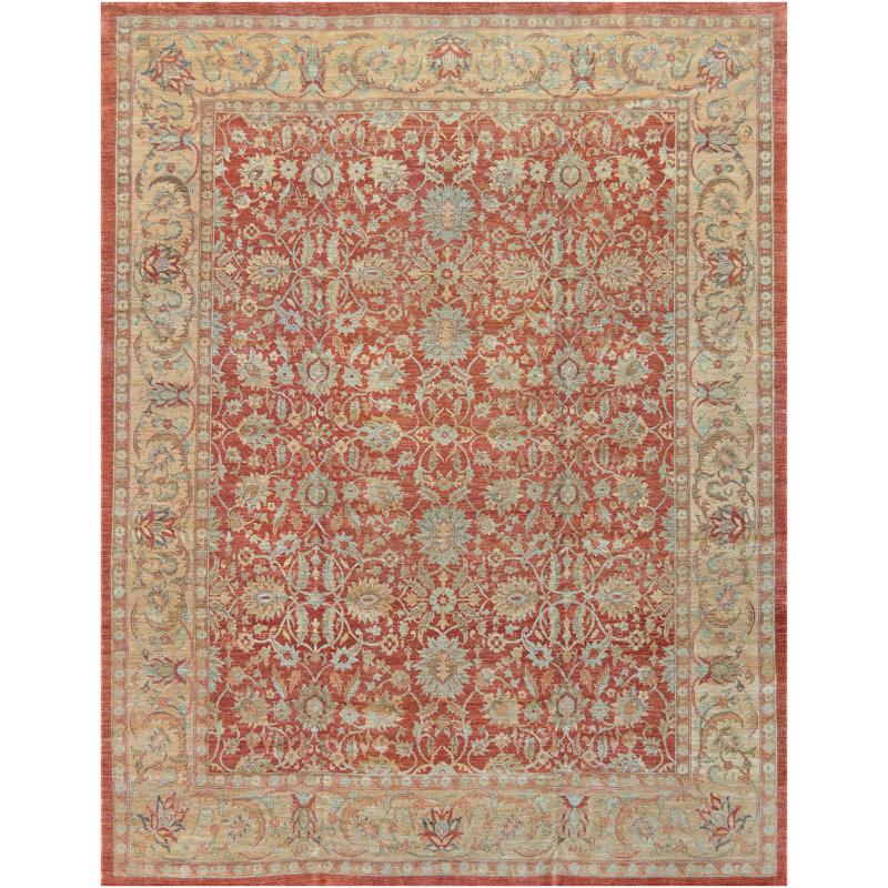 Tapis en laine rouge/beige fait à la main Agra