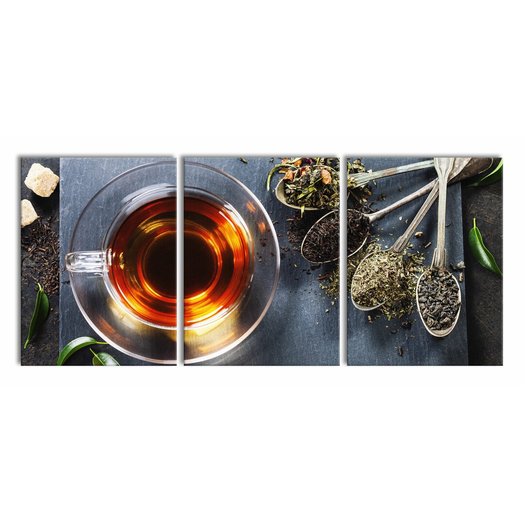 3-tlg. Leinwandbilder-Set Hot Herbal Tea