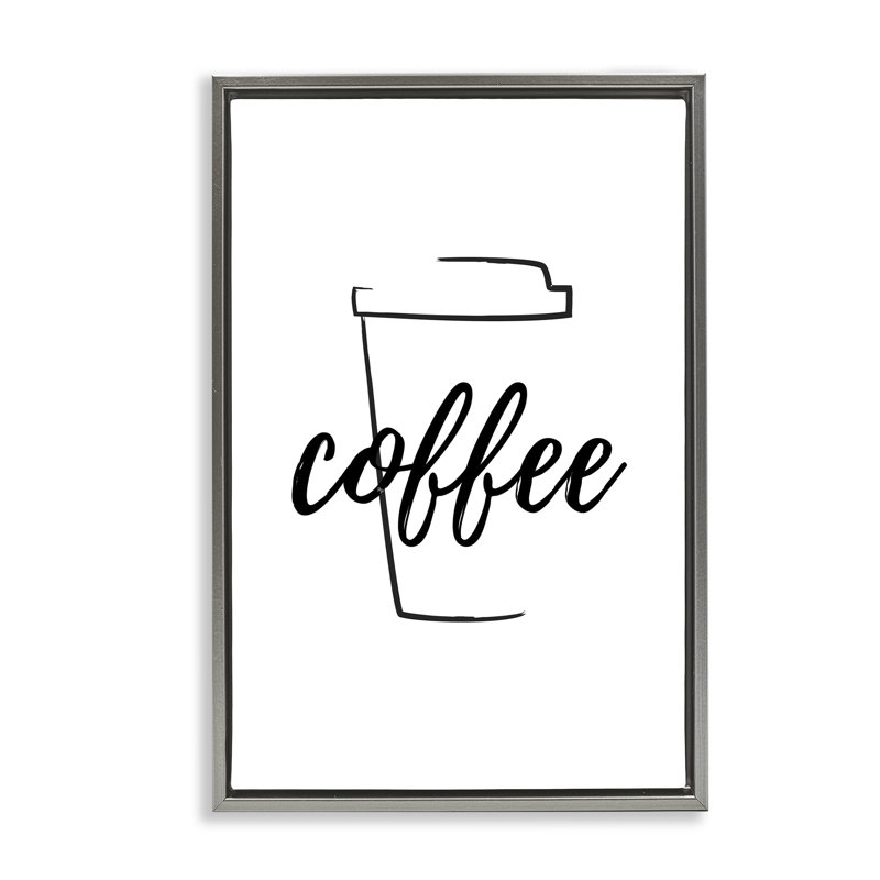 Toile flottante encadrée Minimal Coffee Cup par Martina Pavlova, H 31 po x l 21 po, Cadre flottant gris lustré