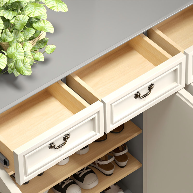 47.24" White and gray Solid wood Pine Shoe Storage