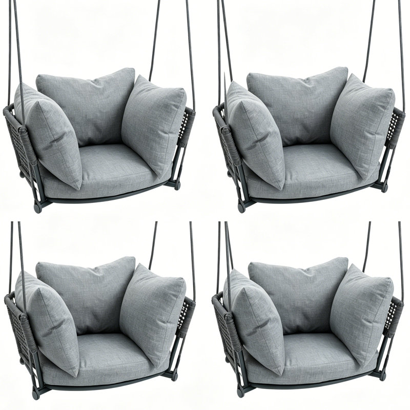 Ensemble de 4 balancelles suspendues pour l'intérieur et l'extérieur, Set of 4, Gris