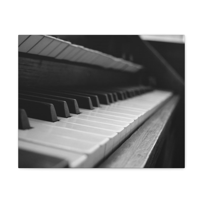«Black and White Piano Music Lover's Delight Piano», art mural sur toile, H 12 po x l 18 po