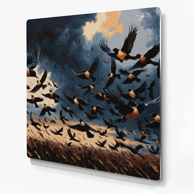 Art mural en métal oiseaux, H 12 po x l 12 po