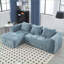 Canapé modulaire en L de 98,42 po avec méridienne et amp; Poches latérales, sans assemblage pour les salons | Chenille | Bleu menthe-1999003715