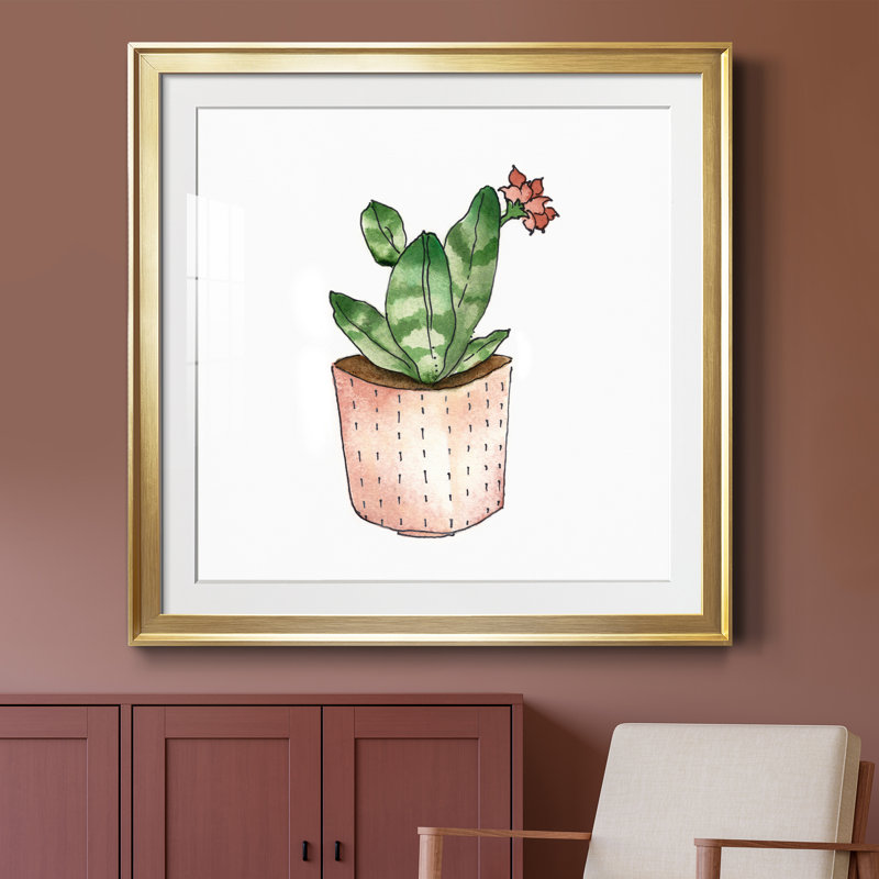 Boho Greenery IV - peinture encadrée, Cadre doré, H 34,5 po x l 34,5 po x P 1,5 po