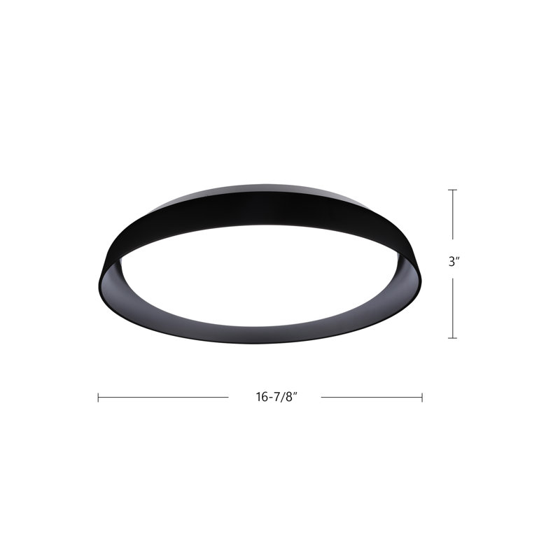 Hampton 1 - Light LED Flush Mount, Black, 3" H x 16.875" W x 16.875" D