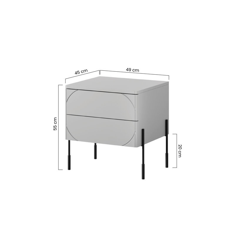 Mekka 49cm W Bedside Table, Olive