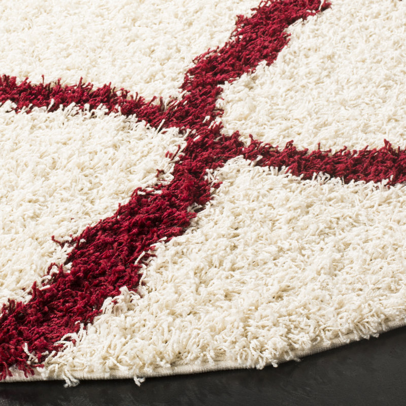 Alonnah Shag Performance Geometric Rug, Red, Round 6'