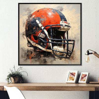 Casque de football noir et rouge - Art mural de football sportif