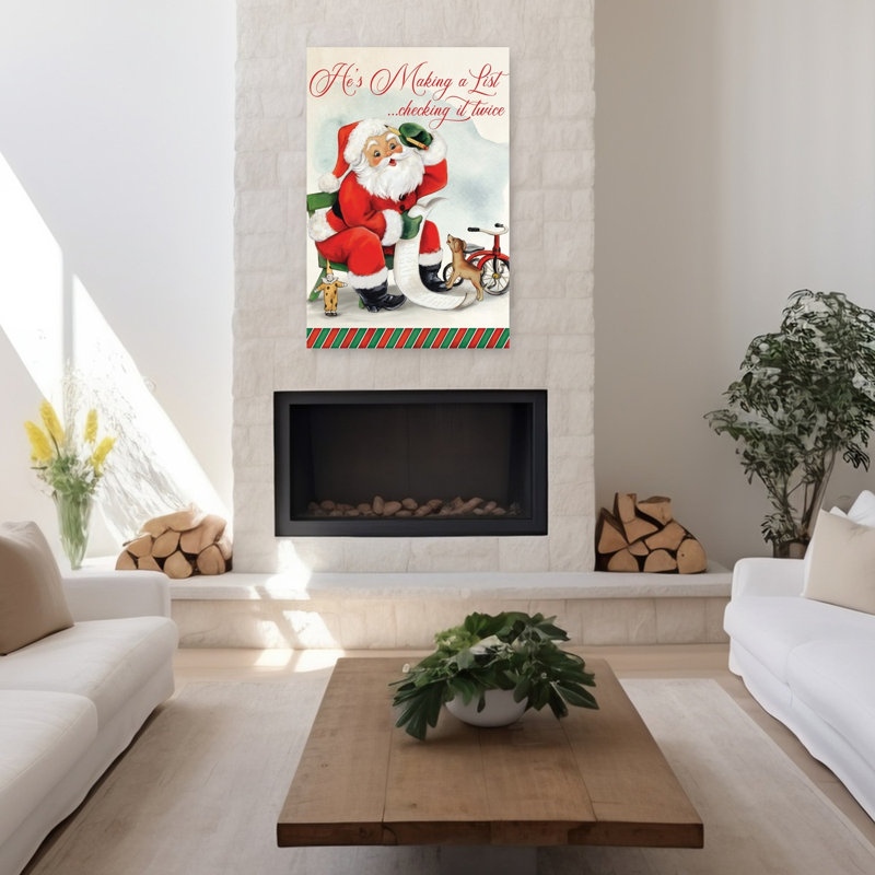 Santa's List, art contemporain, H 48 po x l 32 po