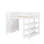 Lit mezzanine complet avec tablettes, escalier de rangement, garde-robe compacte et éclairage à DEL