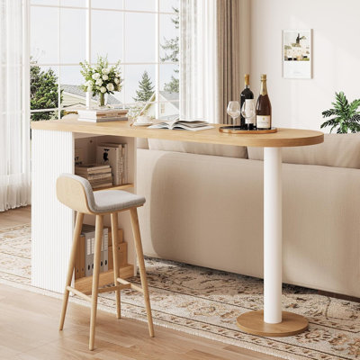  Table de bar, table de bar de cuisine moderne de 55 po avec tablette de rangement ouverte, table de salle à manger à hauteur de comptoir pour la cuisine, coin repas, salle à manger