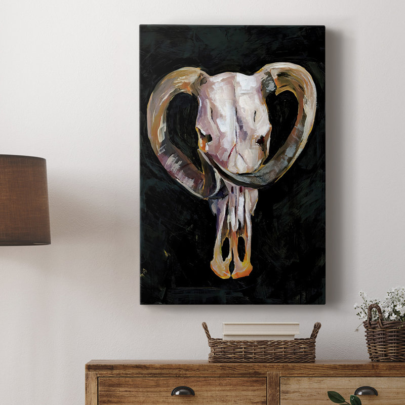 Horned Skull II - galerie sur mesure, H 12 po x l 8 po