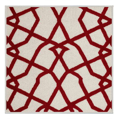 Machine Washable Trellis Beige Area Rug