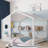 Montessori Safety Design Floor House Bed with Storage Shelf for Toddler, Kids-1133040586-1133040587