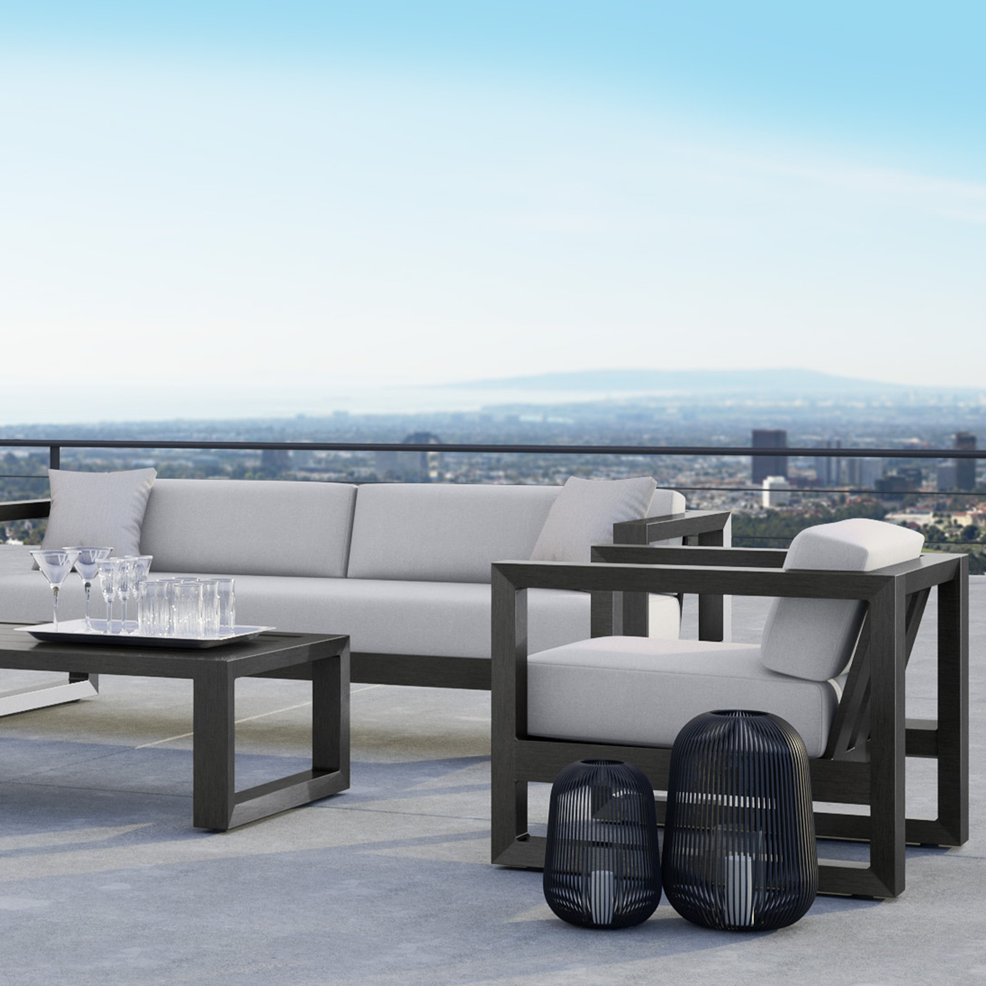 Georgie Aluminum Outdoor Lounge Chair , Sunbrella® Cushions Included, Cast Silver Sunbrella®