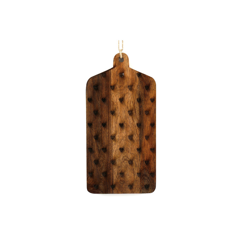 Hearts Design Engraved Wooden Cheese Board