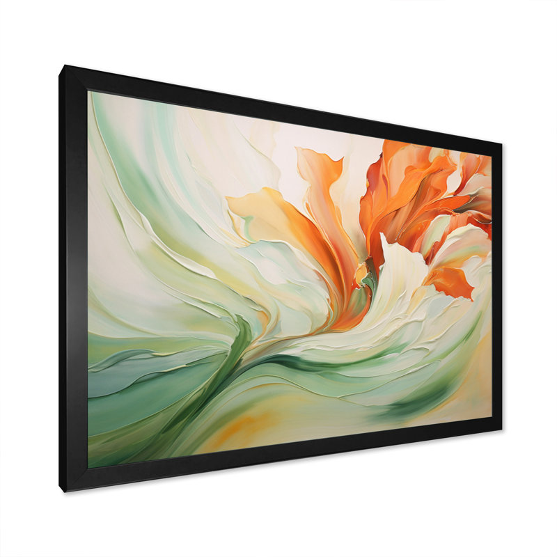 «Green Flowing Petals - Abstract Botanicals», impressions encadrées, H 30 po x l 40 po, Cadre photo unique, Noir