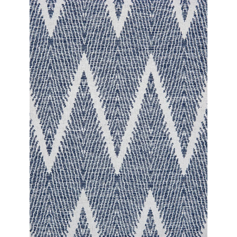 Tapis crème / bleu en laine / coton à motif de chevrons faits à la main 9 pi x 12 pi Ammara