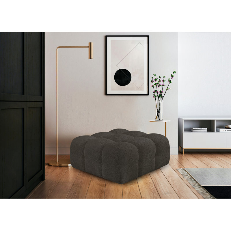 Repose-pieds standard carré de 34 po de large Ames, Tissu brun bouclé