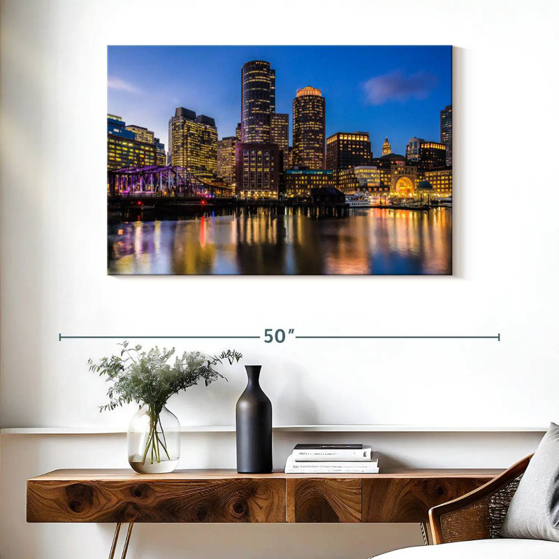 Ravi illuminé l'horizon de Boston, H 26 po x l 39 po