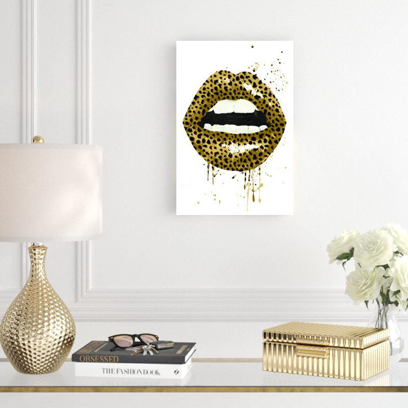 Rouge à lèvres Fashion Leopard - peinture sur toile tendue, H 18 po x l 12 po