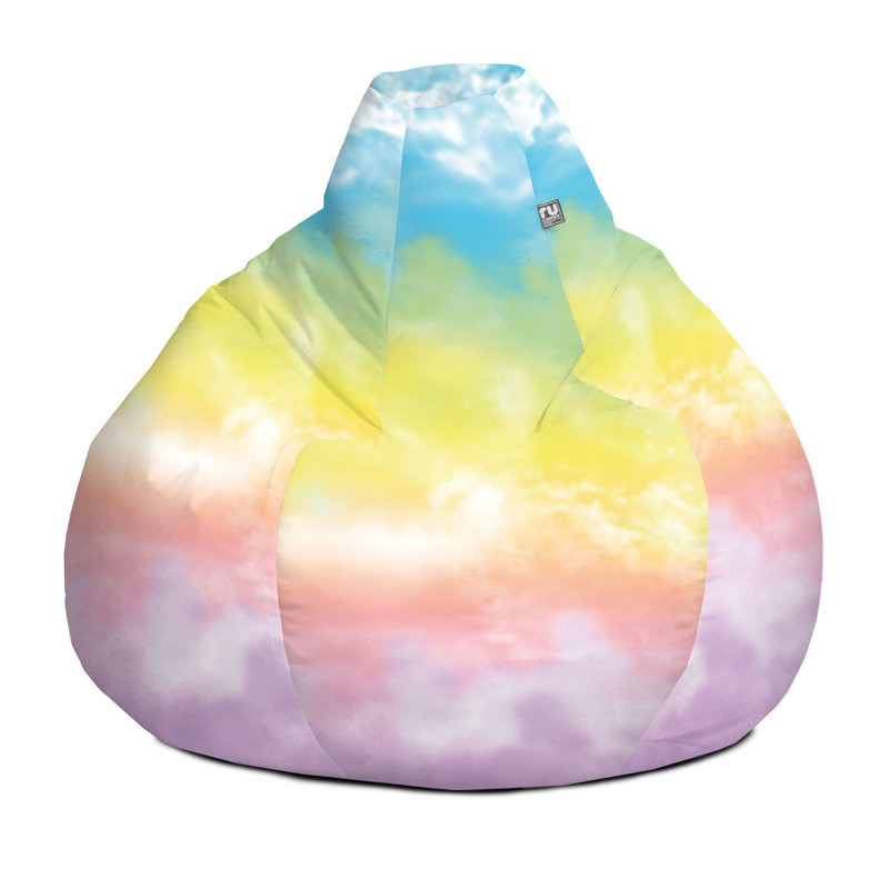 rucomfy Beanbags Tie-Dye Bean Bag Kids Printed Colourful Design Filled Childrens Chair. Durable Machine Washable Furniture. Pastel Colours, Indoor Filled