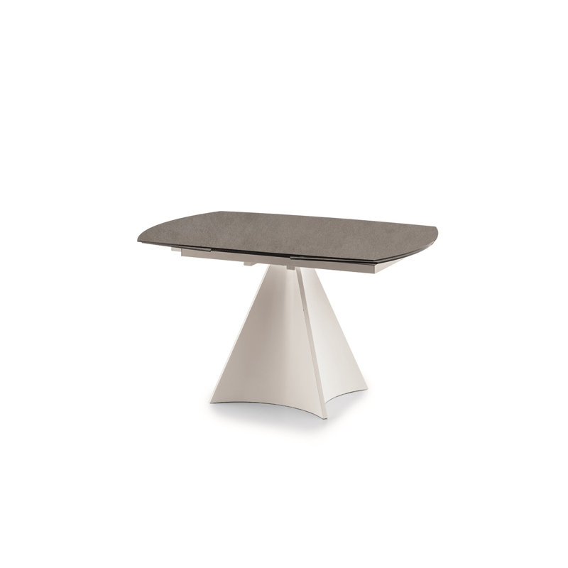 Keeble 90 cm Extendable Rectangular Dining Table with Iron Base, Emperador, White