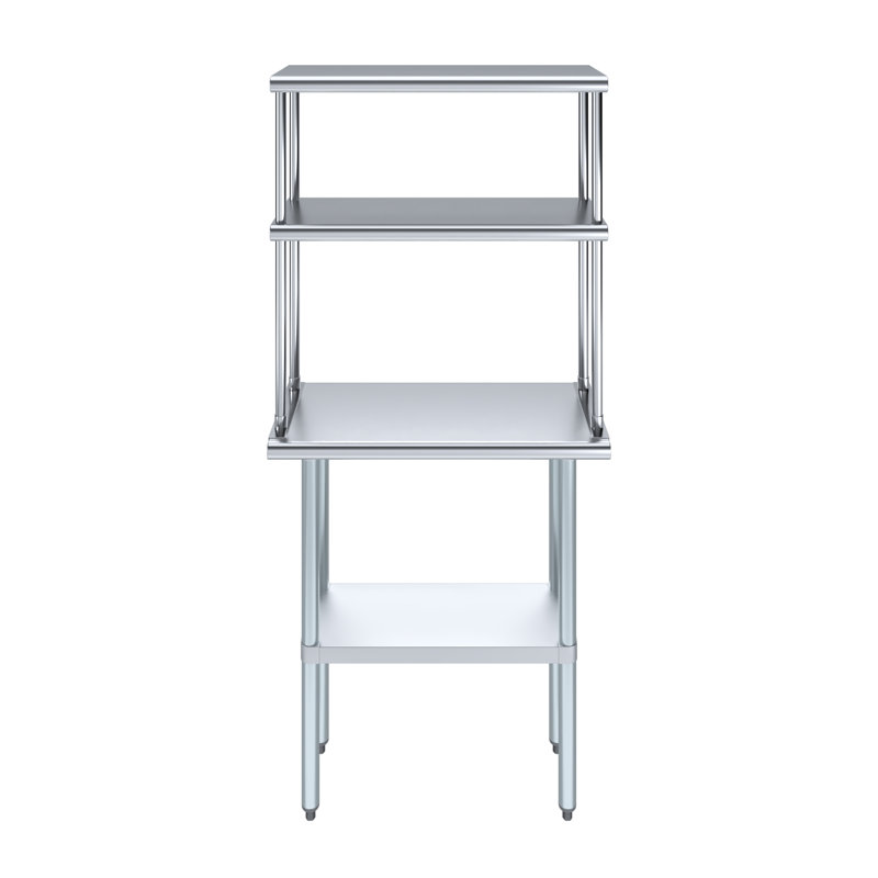 Stainless Steel Top Workbench With 2 Tier Shelf, 67" H x 30" W x 14" D