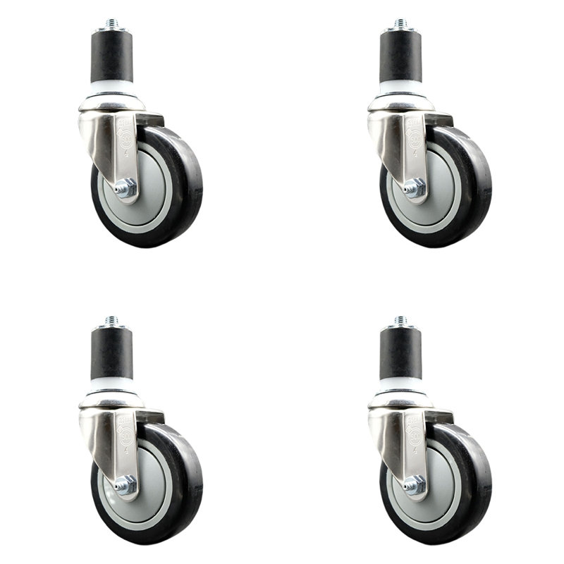 Polyurethane Casters, Black, 1-7/8" expanding stem