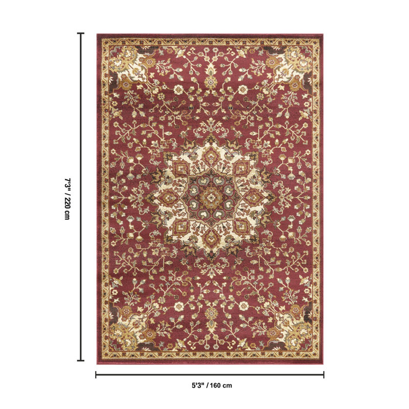 Classic Area Rug, Rectangle 5'3" x 7'3", Red