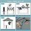 Sunjoy 2.56x1.6 M Grill Gazebo Double Tier Canopy With Magnetic Led Light, Adjustable Height, Gray