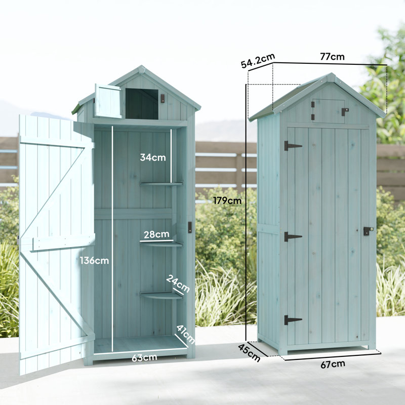 Outsunny Small Shed Wooden Garden Shed, Blue