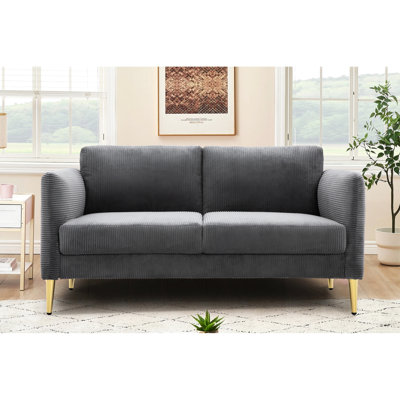 Canapé moderne en velours côtelé, 155 cm de large, accoudoirs carrés, dossier rembourré, idéal pour les petits bureaux, rembourrage en mousse, revêtement souple, parfait pour les petites chambres.