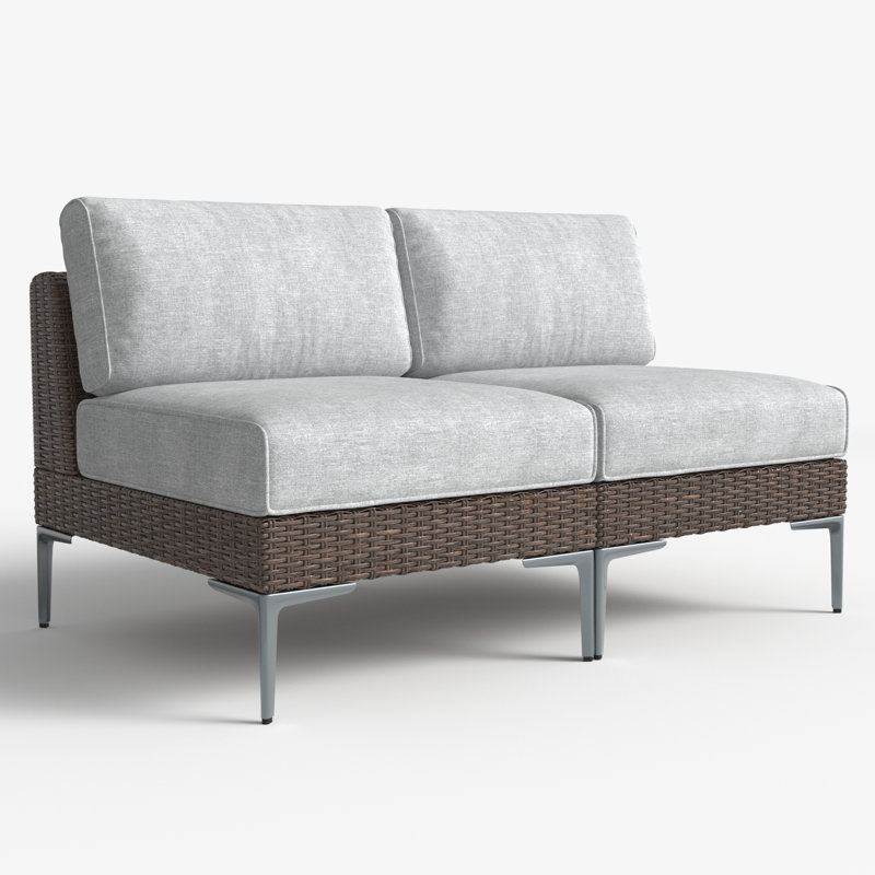 Wicker Outdoor Armless Lounge Chair, Grey