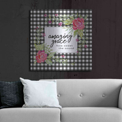 Amazing Grace on Plaid' by Cindy Jacobs, Metal Wall Art