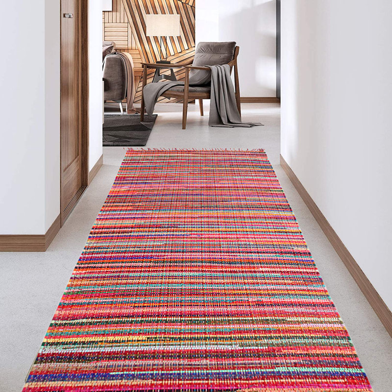Sean Handwoven Stitch Flat Weave Multicolour Rug, Runner 75 x 240cm