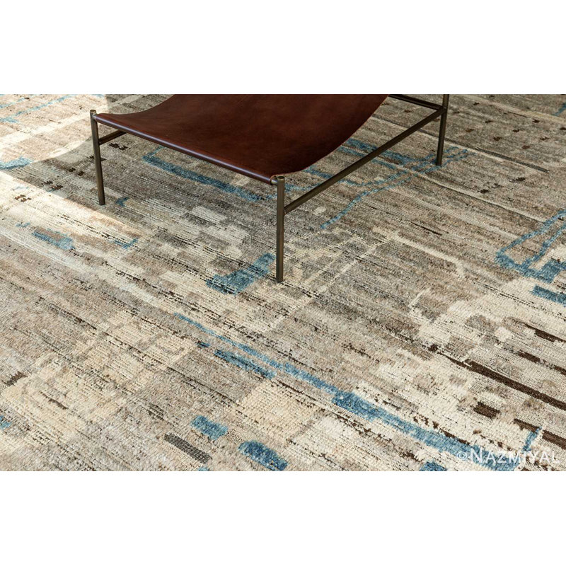 Tapis moderne taupe et bleu délavé