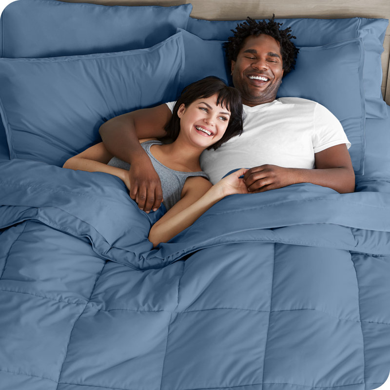 Microfiber Bed-In-A-Bag, Coronet Blue/Coronet Blue, Split King Comforter + 7 Additional Pieces