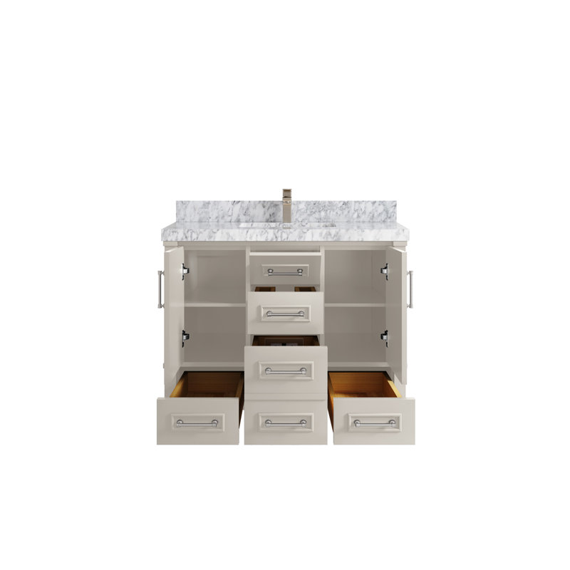 Meuble-lavabo simple avec comptoir 42 po Aberdeen, Marbre de Carrare