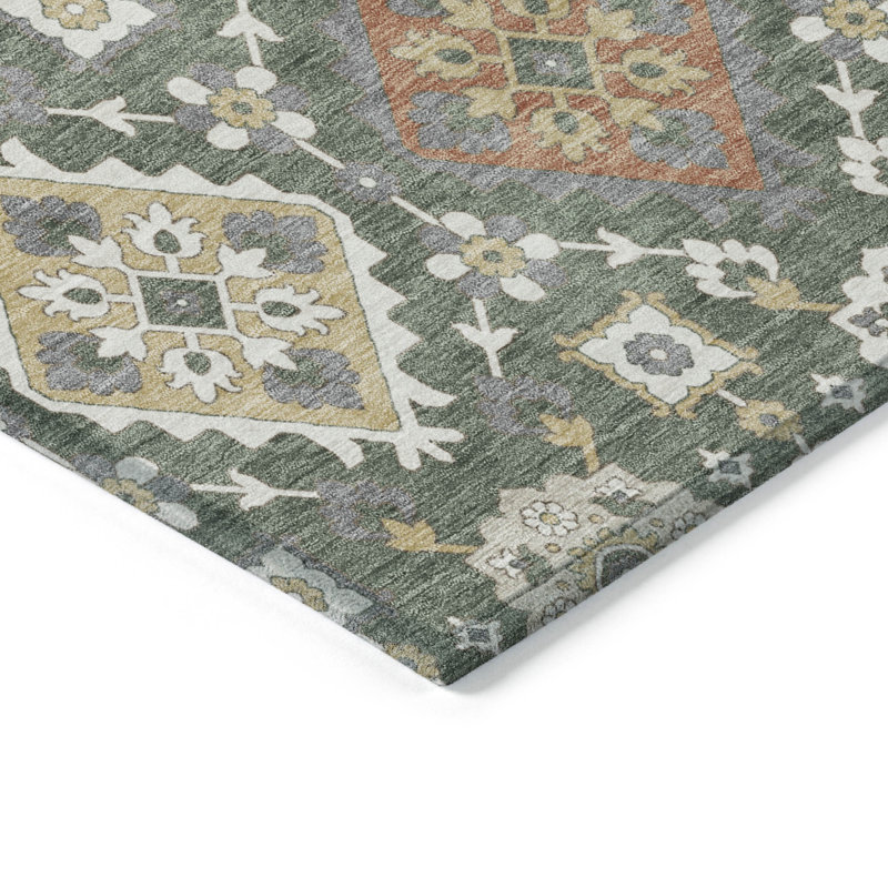 Machine Washable Indoor/Outdoor Husby ACN2200 Bohemian Rug, Rectangle 10' x 14'