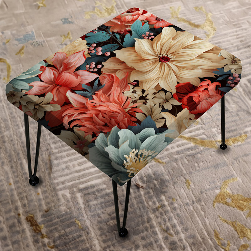 Pink Boho Floral Harmony - Floral Rectangle Ottoman