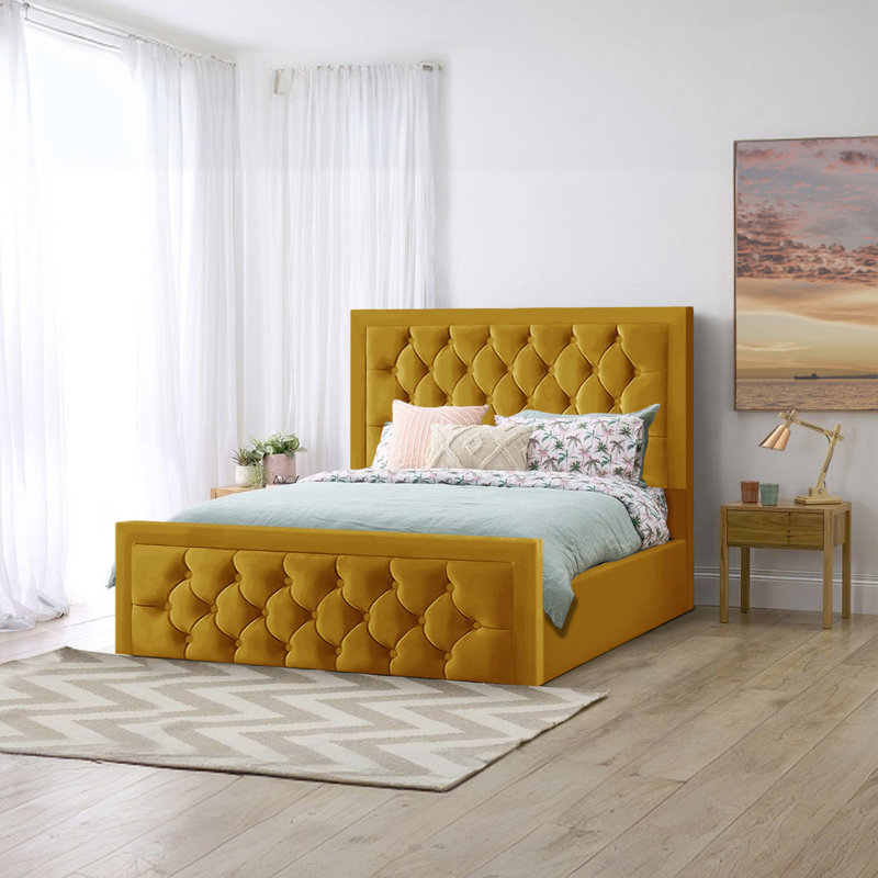 Lillias Upholstered Ottoman Storage Bed, 135 x 190 cm, Turmeric